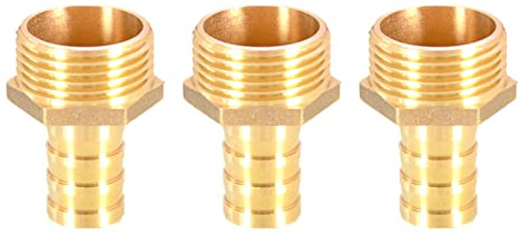 3PCS Solid Brass Hose Tail Connector Barbed to BSP Male Thread 19mm to 1” for Air Water Fuel Oil Gas
