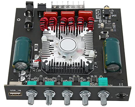 Carte Amplificateur Bluetooth Module D'ampli de Puissance Sonore sans Fil HiFi avec Contrôle des Graves Aigus pour Haut-parleurs DIY Matériel Noir 2.1 Canaux Subwoofer 15V‑36V