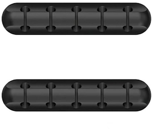 Orco 2-Pack Cable Clips 5, 7 Slots Cord Organizer Cable Management Self Adhesive Cable Holder System for Organising Cable Cords Ideal for Home, Office, Car, Nightstand Desk Accessories (5 Slots Black)