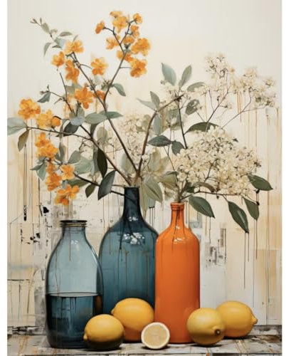 KEEMOSO Peinture par Numéros pour Adulte, DIY Peinture Acrylique pour Adultes Enfants débutants Facile sur Toile 40×50 cm avec peintures et pinceaux sans Cadre-Fille à fleurs