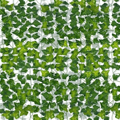 Niserelesa Hiedra Artificial Decorativa, 2,1m Hiedra Artificial, 36 Piezas Enredaderas Artificiales para Decoración de Terraza, Jardín Y Eventos, Plantas Falsas Colgantes para Exterior e Interior