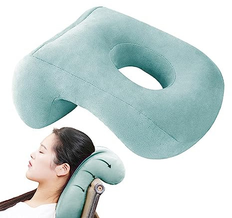 Meindin Schreibtischkissen Plüsch, Massage Kopfstütze für Bett Massagekissen Headrest Noon Nap Kissen, Atmungsaktiv Schreibtisch Schlafkissen Kopfkissen Mit Loch, Massage Kopfstütze Gesichtskissen