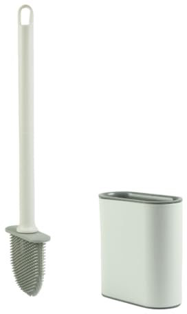 Scopino Bagno wc Silicone, Scopino wc Silicone Morbido Con Supporti, Adesivo Attacco A Muro, Spazzolone Resistente e Duraturo, Spazzolone Bagno Flessibile Per Pulizia a 360 Gradi