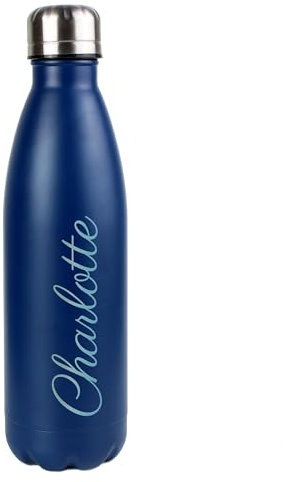 Personalised Drinks Bottle. Blue Metal Insulated Bottle
