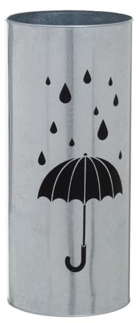 LOLAhome Paragüero con impresión de Lluvia de Zinc galvanizado Plateado de Ø 20x46 cm