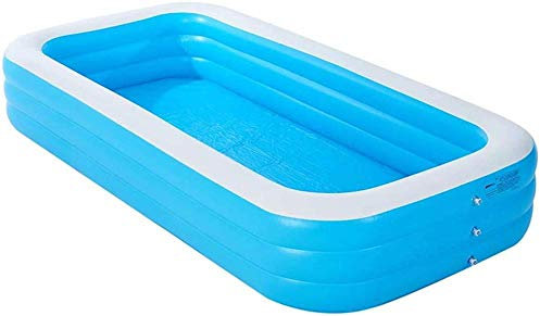 NOALED Aufblasbarer Familienpool, verdicktes PVC, blau-weiß, rechteckiger Swimmingpool, aufblasbarer Kinderpool, Swimmingpool, aktuell