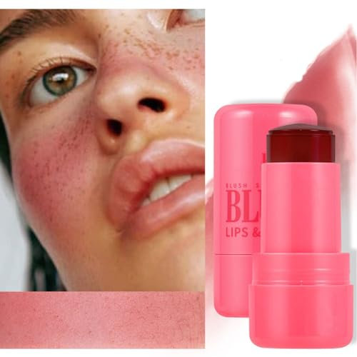 NAOLVE Milk Jelly Blush Stick,Milk Makeup Cooling Water Jelly Tint,Milk Cooling Water Jelly Tint,Lip And Cheek Stain,Milk Lip Tint and Cheek Stain Stick,Long Lasting Moisturizing Milk Jelly Blush(03#)