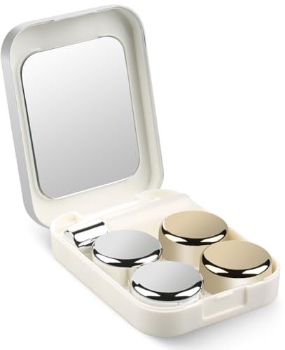 Mckgute Contact Lens Case, Hard Travel Contact Lenses Box Holder Container Soak Storage Kit Cute With Mirror, Tweezers, Remover Tool Stick, Eye Contact Case Container Holder Solution for Daily Outdoor
