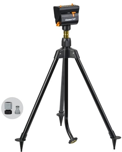Melnor 65178AMZ MiniMax Turbo Oscillating Sprinkler on Tripod, 4000 sq. ft., 4-Way Adjustable, Quick Connect Bundle, Black, Yellow