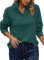 Ranphee Sudaderas Verde Oscuro Mujer sin Capucha Ropa Otoño 2024 Invierno Sudadera de Manga Larga 1/4 Cremallera