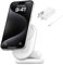 Belkin BoostCharge 2-in-1 magnetic foldable Qi2 charger 15W, MagSafe compatible wireless charger, fast charger for iPhone 16, 15, 14, 13, 12, charging station with non-slip base, PSU Included - White