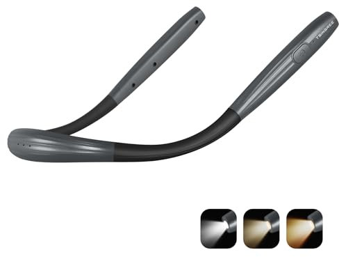 TSINGREE Luz LED de lectura para el cuello, luz de libro, recargable, 3 colores y 3 brillos ajustables, temporizador de apagado automático, luz de cuello para leer en la cama, larga duración, perfecta