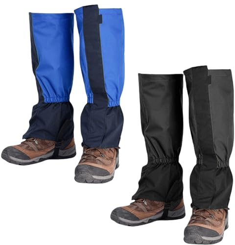 2 Stücke Outdoor Gamaschen, Wasserdicht Gamaschen Gaiter Einstellbare Atmungsaktive Beinschutz, Schneestiefel Legging Gaiter zum Wandern Trekking Klettern Jagen und Skifahren Unisex