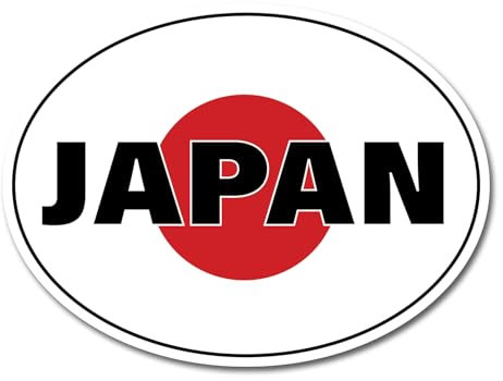 Vinyl-Aufkleber #82398, oval, japanische Flagge, 10 cm, 2 Stück