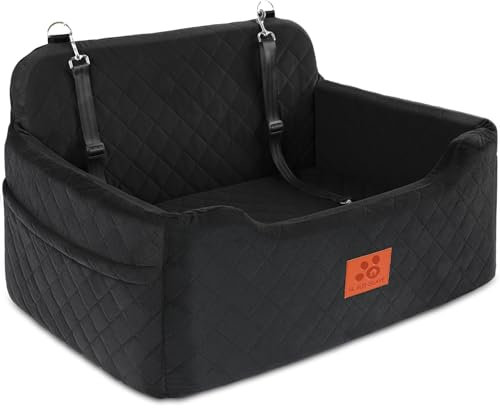 GL GLENSLAVE Hunde Autositz für mittlere/große, Hundesitz für Hunde unter 22Kg oder 2 kleine Hunde, Abnehmbarer und waschbarer Autositz für Haustiere, Große Hundeautositz(Schwarz)