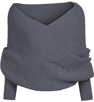 Icegrey Schal mit Ärmeln Strick Ärmelschal Winter Warm Gestrickt Schals Umhang Wrap Schal Shawl Cape Strickschals Pulloverschal Freizeit Sweater Scarf, Dunkelgrau