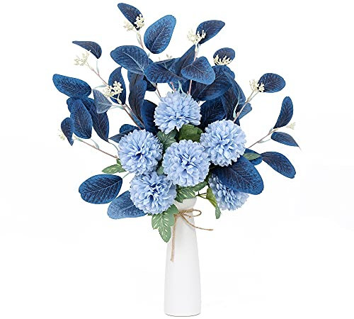 INSUNSIX Künstliche Chrysanthemen-Seidenblumen, 9 Stück, 50 x 40 cm, runder Blumenstrauß für Heimdekoration, Vase, Tischdekoration