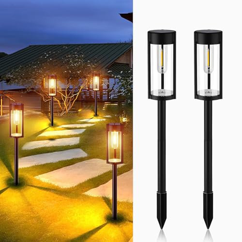 Weiongppy Garten Solarleuchten FüR AußEn,2 StüCk Solar Lampen Garten,Warmweiß Wolfram Licht,Ip65 Wassserdicht,Solar Wegeleuchte FüR AußEn,FüR Terrasse, Landschaft, Gehweg, Warmweiß