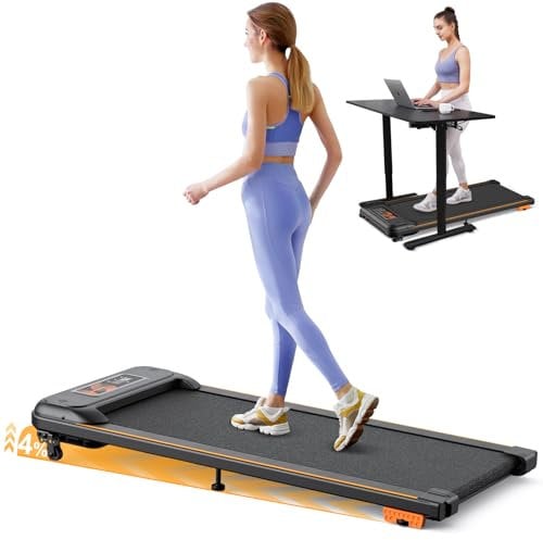 Walking Pad, Laufband für Zuhause mit Neigung, 2.5 PS Leiser Motor, Schlanker Laufband Schreibtisch, 1-6 km/h, LCD-Anzeige, Bluetooth Speaker, Fernbedienung und App Steuerung, für Zuhause & Büro