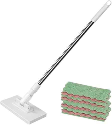 Dust Mop With 10 Reusable Cloths, Sweeper Mop, Dust Mop Magic Snap Grip Mini Mop Cloth Changing Mini Mop with Reusable Towels