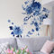 Neukids 3pcs 38×120cm Large Vintage Floral Wall Decals,Peel and Stick Wall Stickers,Self-Adhesive Wallpaper Sticker Living Room Bedroom Tv Background Wall Decor,Blue Flowers