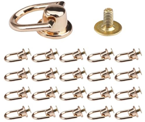 20 Pièces Rivet avec Anneau, 12 mm Rivets en Laiton pour Anneau en D, Rivets avec en Métal Anneau Rotatifs, pour Téléphone Portable, Bricolage, Portefeuille, Ceinture, Collier en Cuir, Sac à Dos