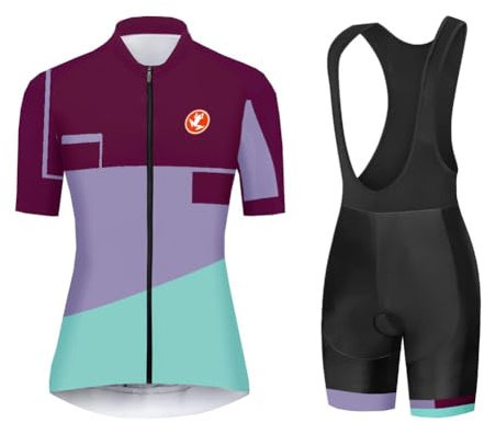 UGLY FROG Hu71 Damen Radtrikot Set Schnell Trockend Radtrikot Kurzarm + Radhose mit 3D Sitzpolster MTB Fahrradbekleidung