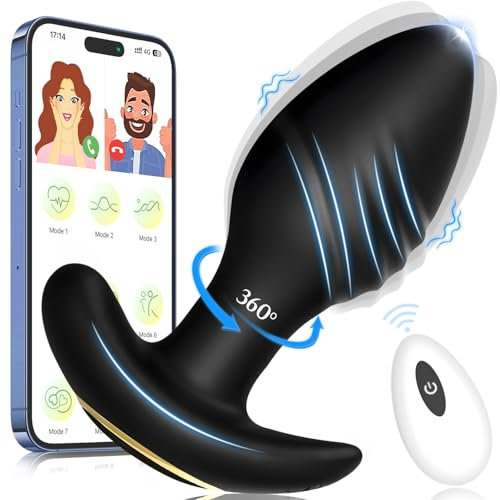 Plug Anal Vibromasseur Sex Toýs Femme Homme Plug Femme Débutante Plug Vibrant Rotatif à 360° avec 9 Modes Sextoy Plug Anale,Prostate Homme Sex Toys Anals Couple Plugs Anals avec APP (Noir)