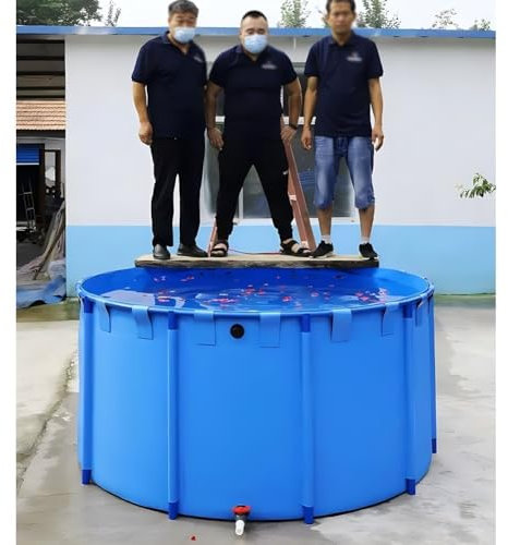 Estanque De Peces Redondo Para Exteriores Con Estructura Duradera, Piscina Elevada Para Acuario, Lona Plegable Grande Para Exteriores, Para Cría De Koi Agrícola, Fácil De Instalar(2.5x1.2 m/98.4x47.2