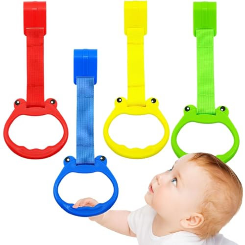 Celuicion Baby Pull Up Bar, Playpen -Pull -Up -Ringe | 4 Stück Cartoon Geruchsloser Baby Pull -Up -Griffe,Ergonomisches Playpen Accessoires, Kindergartenmöbel, Bettwäsche und für Heimnutzer,