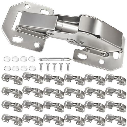 BESTEEL 24 Pack Hidden Hinges Soft Close Surface Mount Kitchen Cabinet Hinges, No Pre-drilled for Kitchen Cupboard