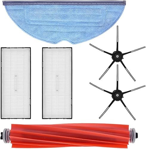 Replacement Parts Compatible with Roborock S7, T7, T7S Robot Vacuums with 1 Roller Brush, 2 HEPA Filter, 2 Silicone Side Brush, 1 Mop Pad (6 units total)