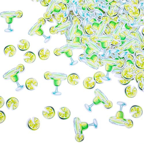 200 PCS Margarita Glasses Confetti, Margarita Party Decorations, Bachelorette Party Decor Green Glitter Cocktail Glass Table Scatters for Mardi Gras Fiesta Bridal Shower