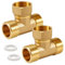 Lot de 2 raccords en T en laiton - 3/4 - G3/4 - AGxIGxAG - Raccord en T 90° - DN20 - Raccord d'eau à 3 voies - Pour climatisation, système de réfrigération et sanitaire