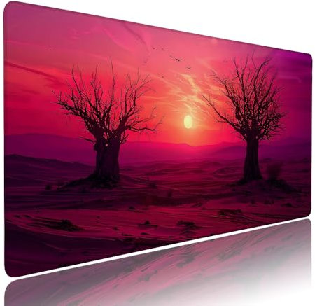 Red Large Mouse Mat Gaming Non Slip xxl Mouse Pad Sunset 500x250x3mm Waterproof Small Keyboard Mats for Desk Protector, With Rubber Base Stitched Edges, for Office Home and Gaming Room Stuff d-542