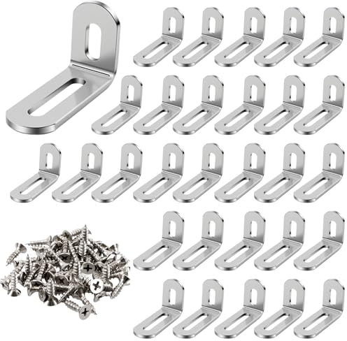 30 Pcs Equerre Metal Inox, 32x50x19mm Équerre Murale En Forme de L | pour Fixation et Réparer les Meubles, Equerre Charpentier Installation Simple et Robuste