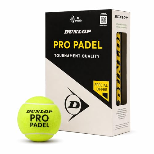 Dunlop Palline da padel Pro Padel | Approvata FIP | Nucleo padel | Feltro sintetico premium | Più velocità e rimbalzo | Torneo