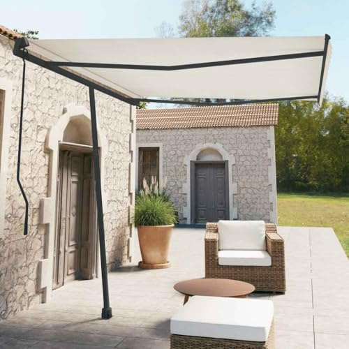 Stützen für Markisen Anthrazit 300x245 cm, Eisen, 360° drehbar, Robustes Markisen-Standfuß-Set für Balkon, Terrasse, Garten, Sonnenschutz