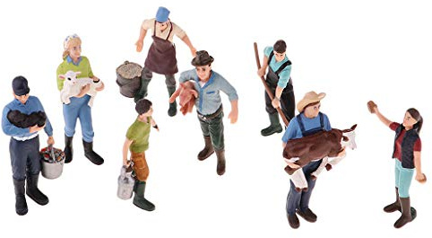 CRDARAAV Juego de 8 figuras de modelo pintadas, personajes de granjeros masculinos y femeninos