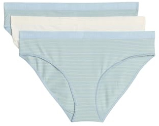 Marc O'Polo Damen Slip 3-Pack Niagara-whitecotton-Stripe - Größe S
