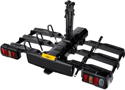 TAGLE Yellowstone Fahrradträger für Anhängerkupplung 2 und 3 Elektro- und traditionelle Fahrräder, klappbar und kippbar, Diebstahlsicherung mit Schloss, Lichter 7 und 13 Pins, maximale Belastung 60 kg