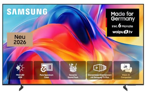 Samsung Mini LED M70H 4K 75 Zoll (189 cm), UHD Fernseher, Mini LED HDR für beeindruckende Details, Motion Xcelerator 144Hz, Dynamik Sound Pack, AI Companion für Fragen, kostenlos 900 Sender, Smart TV
