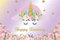 YongFoto 2,2x1,5m Foto Hintergrund Einhorn Blumen Einhorn Kopf Goldene Pailletten Horn Regenbogenbr點ke Blumen bl黨en Fotografie Hintergrund Photo Booth Baby Party Banner Kinder Fotostudio Requisiten