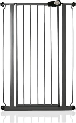 Safetots Extra Tall Narrow Metal Safety Gate Pressure Fit, 68.5cm - 75cm, Slate Grey, 104cm in Height, Extra Tall Stair Gate, Tall Baby Gate, Easy Installation