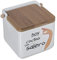 Salero original cerámica cuadrado con tapa madera12x12x12 cm (Blanco cocino con salero)