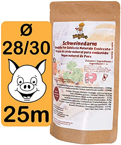 Wengler's 28/30 Schweinedarm - 1A Wurstdarm in Metzgerqualität - brühfest und füllfertig 25 Meter