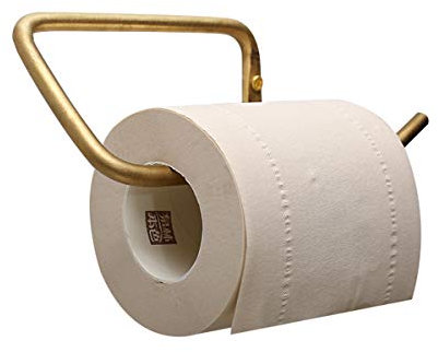 TentHome Toilettenpapierhalter Klopapierhalter WC Papierhalter Wand Rollenhalter Messing Klorollenhalter ohne Abdeckung Papierrollenhalter Toilette Bad Tissue Bar Bohren Badzubehör Gold