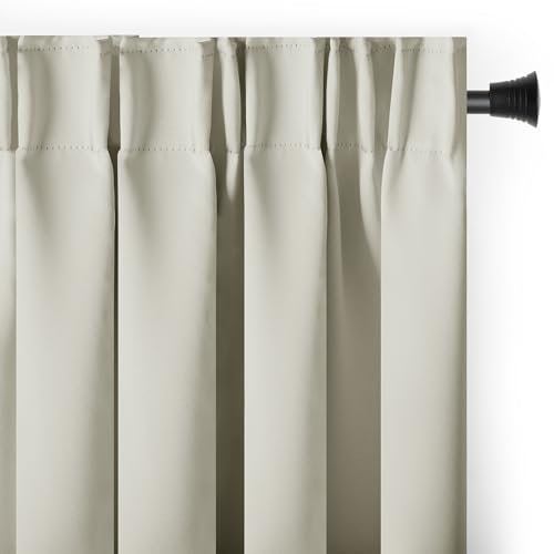 RESTILO Blackout Vorhang 140x270 cm Creme 1 St. Kräuselband Verdunkelungsvorhang Blickdicht Fensterdekoration Dekoschal Dekorvorhang Blackout