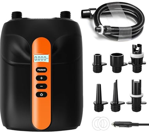 20PSI Electric Paddle Board Pump,Sup Pump Electric DC12V,Dual Stage Quick Air Inflator & Auto-Off,Suitable for Inflation/Deflation Stand Up Paddle Board,Kayaks,Tent,Boats,Water Sports