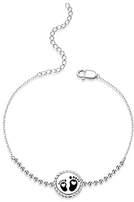 LOKILOKI Fußabdruck Armband Einfach Einstellbar 925 Sterling Silber Emaille Nette Kettenarmbänder Für Frauen Authentischer Schmuck
